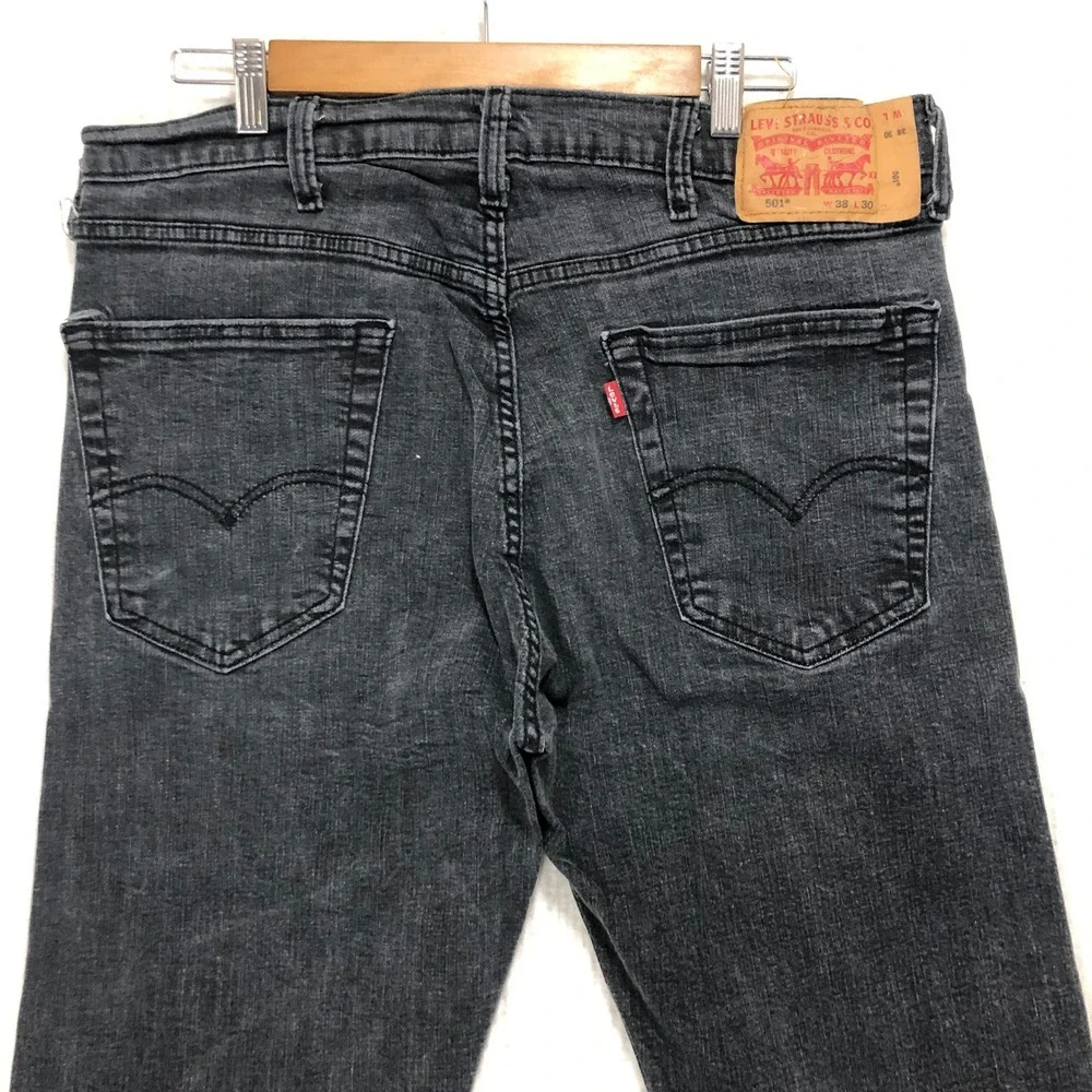Levis 501 Original Fit Jeans 38x30‎ Faded Black Straight Leg Button Fly Denim